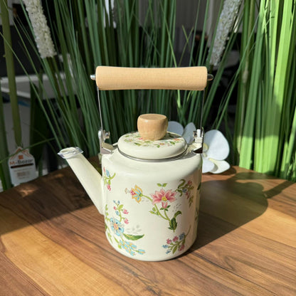 Stovetop Vintage Bloom Floral Teapot With Wooden Handle- 1.3/2L