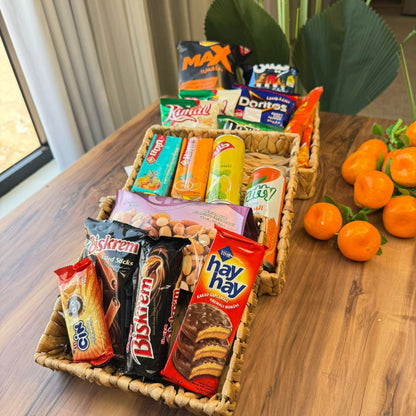 Natural Woven Square Tray & Basket Set