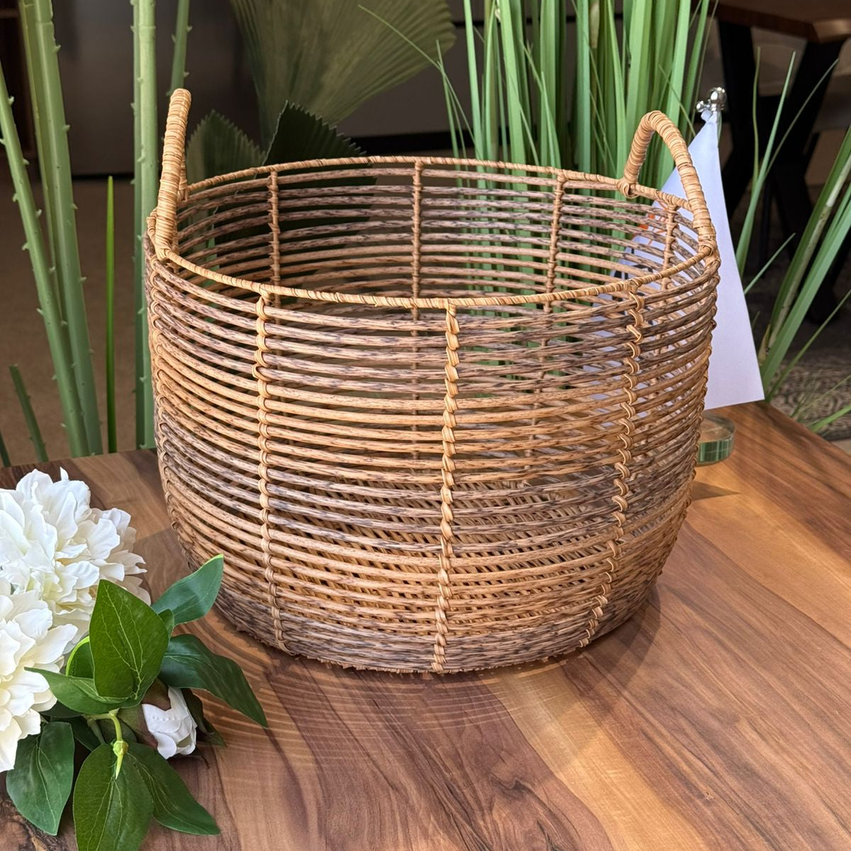 Natural Round Woven Rattan Storage Basket Set