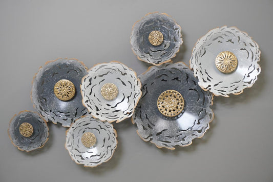 Metal Grey Floral Wall Art Decoration