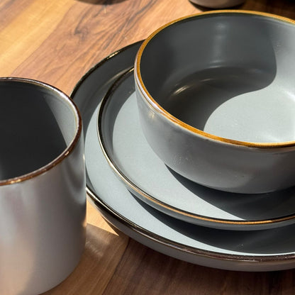 Granite Edge -16-PCS Grey Dinnerware Set