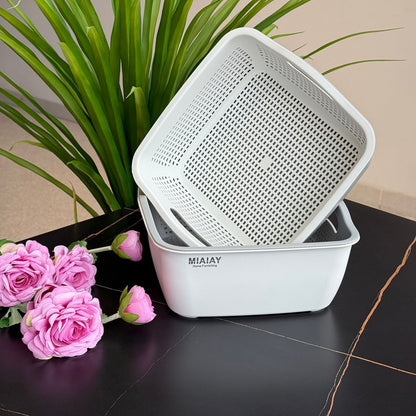 Double-Layer Plastic Drain Basket - Square