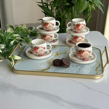 Floral Design Coffee Cup & Saucer Set