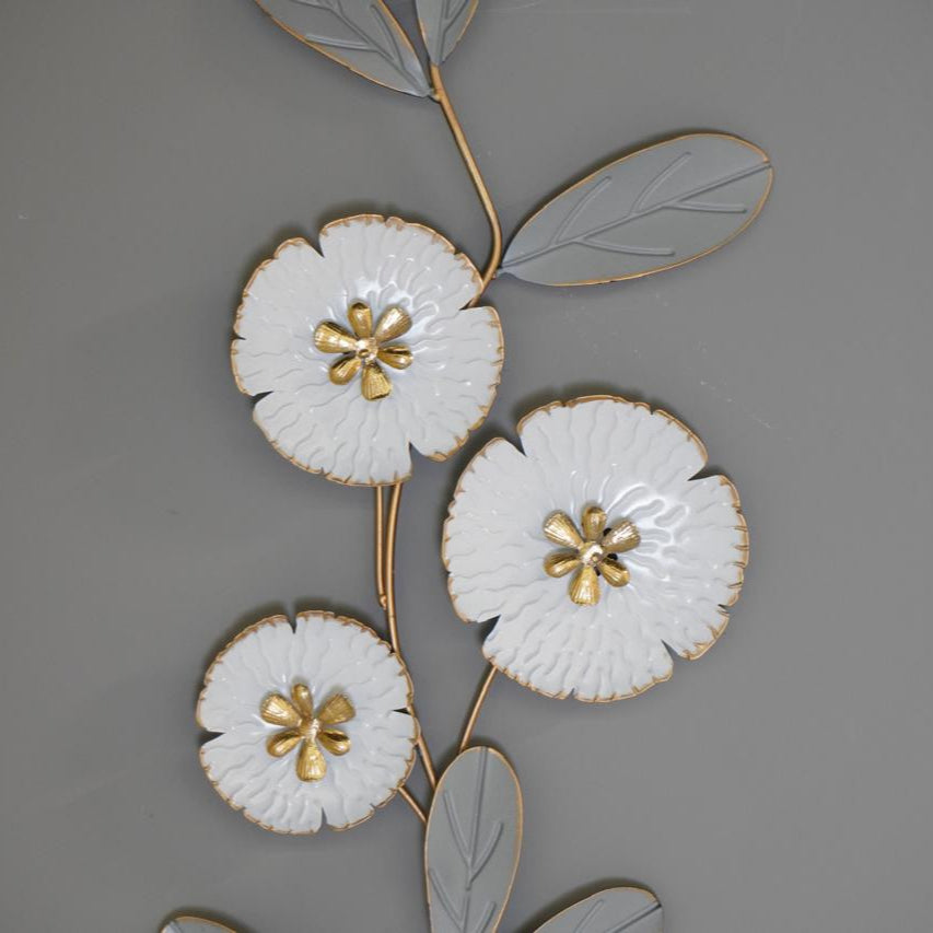 Luxury Metal White Floral Wall Decoration
