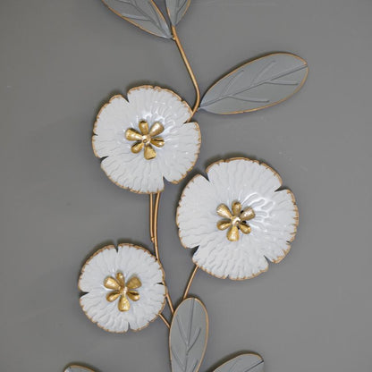 Luxury Metal White Floral Wall Decoration