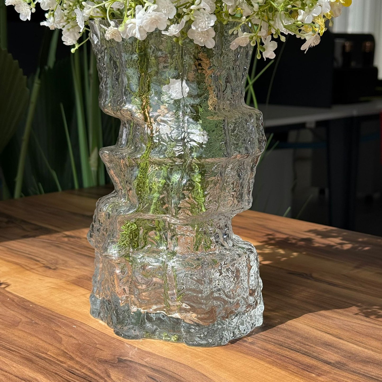 Ice Crest Textured Glass Vase
