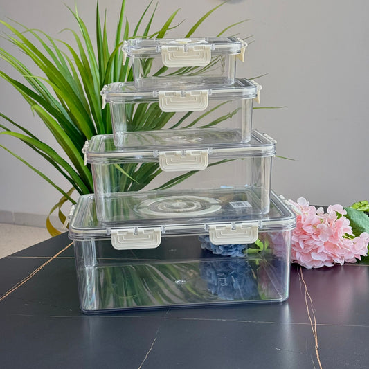 4-Piece Clear Airtight Food Storage Container Set - With Date Dial