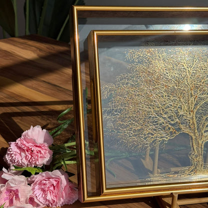 Luxury Serving Tray with Gold Tree Artwork
