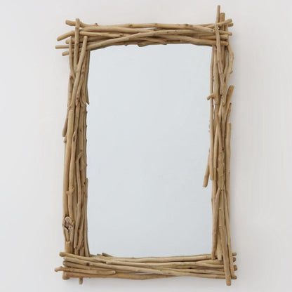 Natural Wood Wall Mounted Mirror