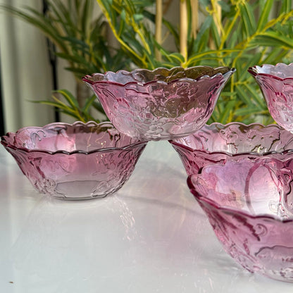 Blush Bloom Glass Dessert Bowl Set