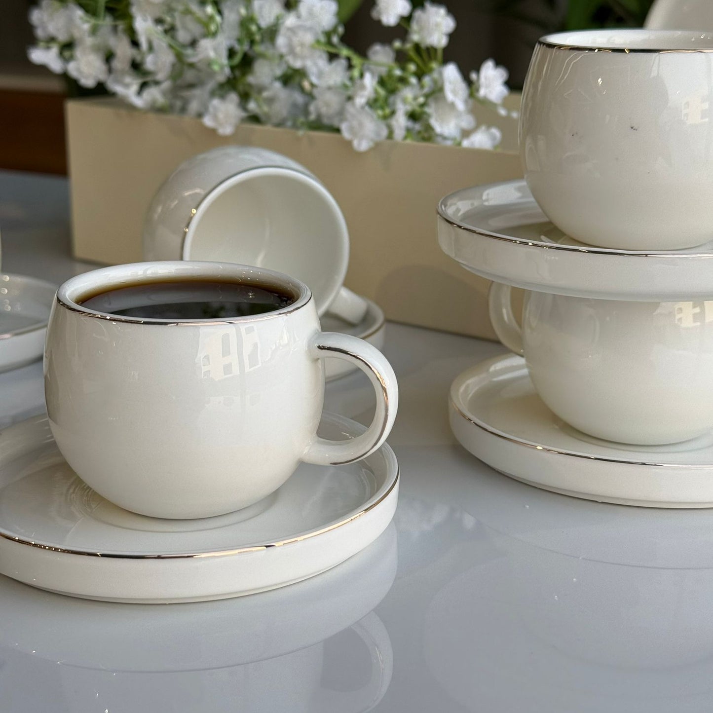 Elegant Minimalist Coffee Cup & Saucer Set