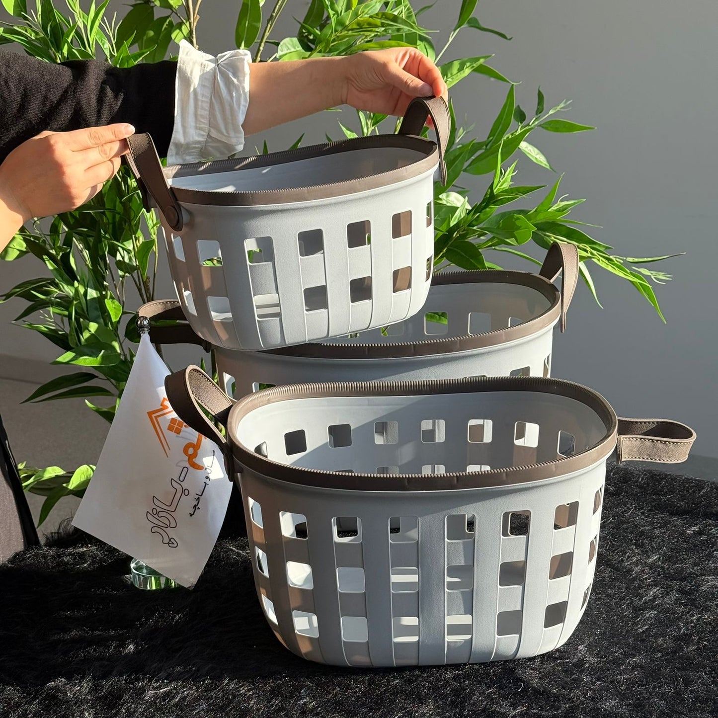 سلال تخزين متينة متعددة الأغراض بمقابض