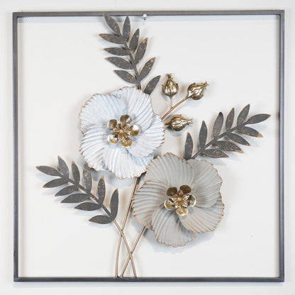 Metal Flower With Frame Wall Decor