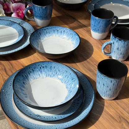 Aurora Mist -16-PCS Speckled Blue Dinnerware Set