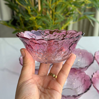 Blush Bloom Glass Dessert Bowl Set