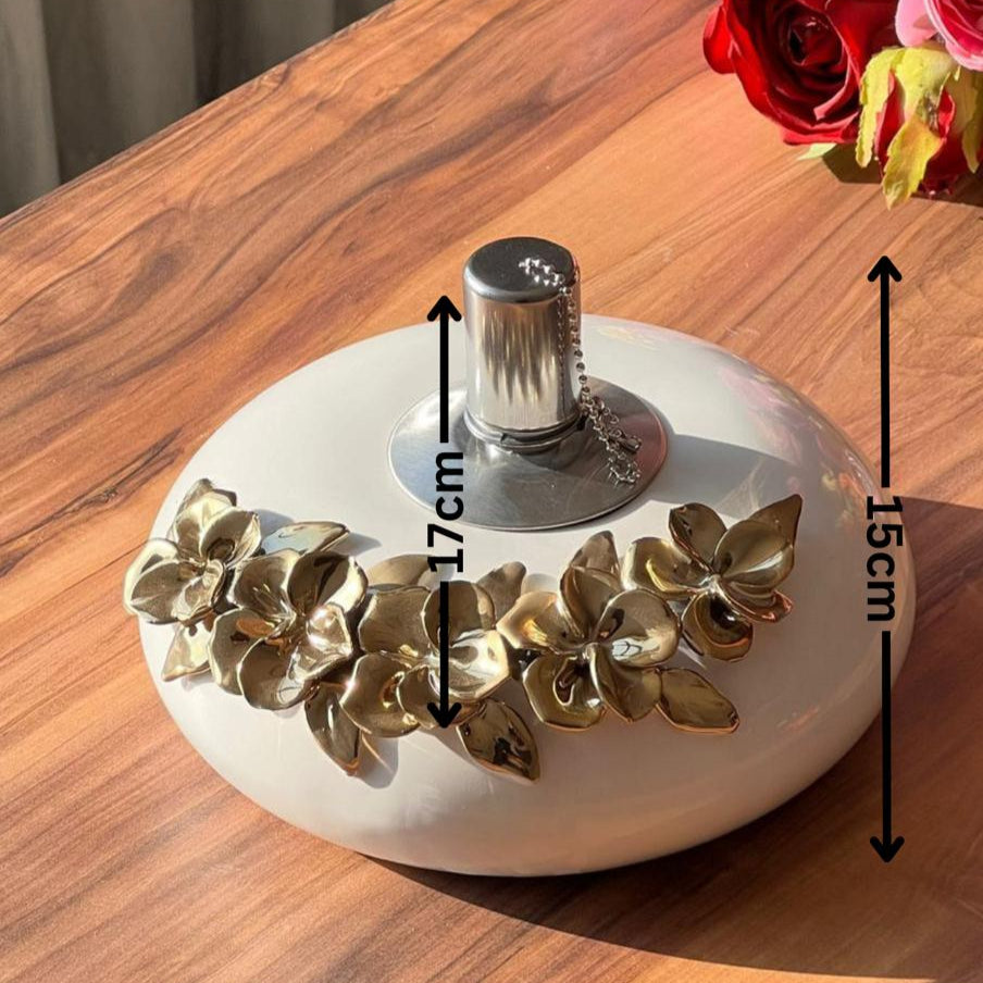 Vintage Golden Floral Oil Lamp