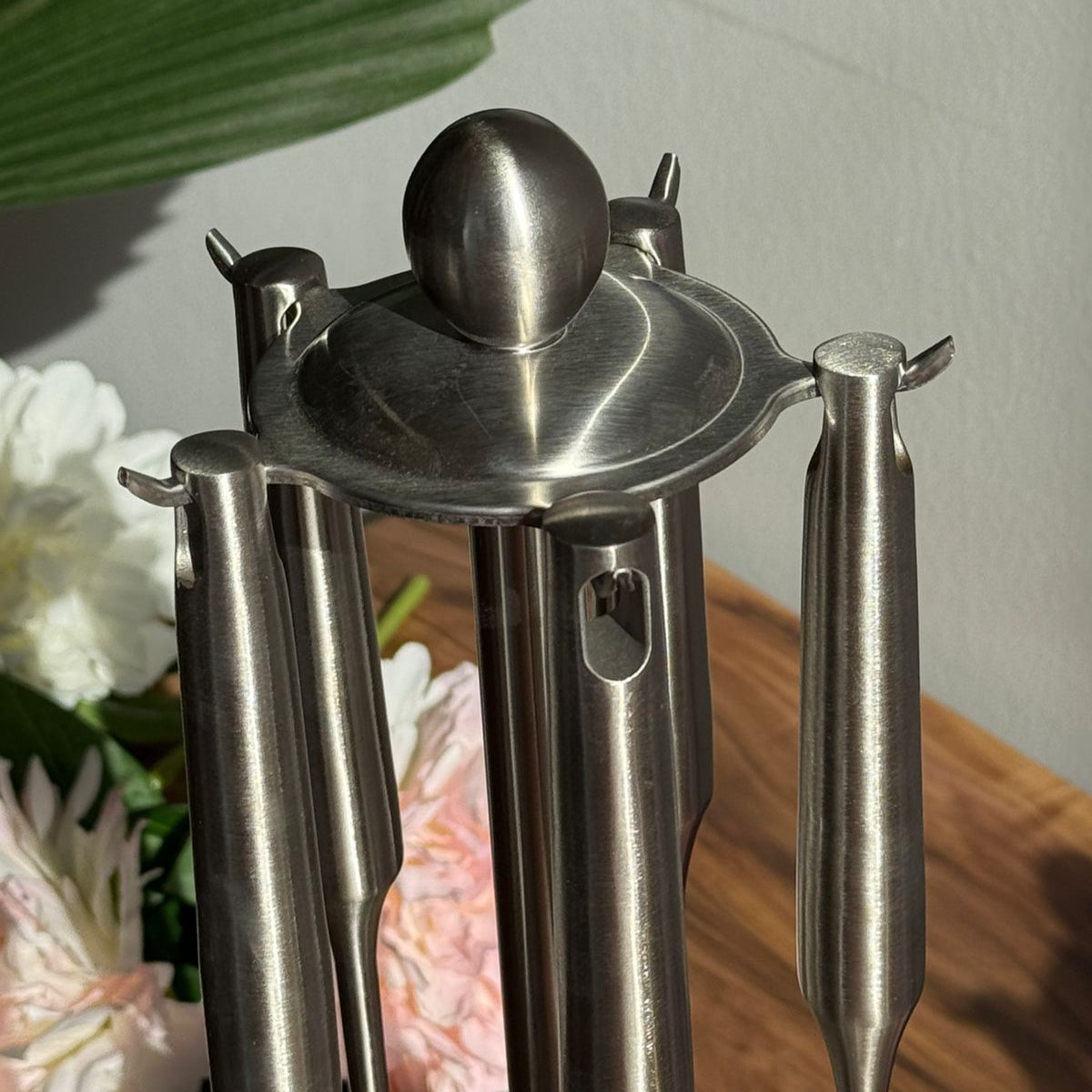 Elegant Gold Stainless Steel Cooking Utensil Set With Stand