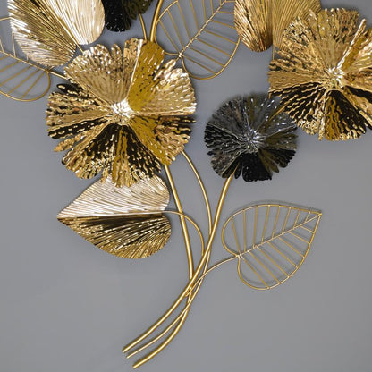 Metal Leaf & Flower Wall Decoration