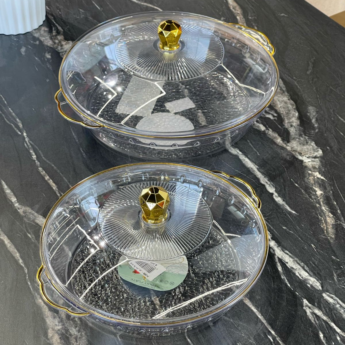 2 Sized Acrylic Casserole Dish With Lid