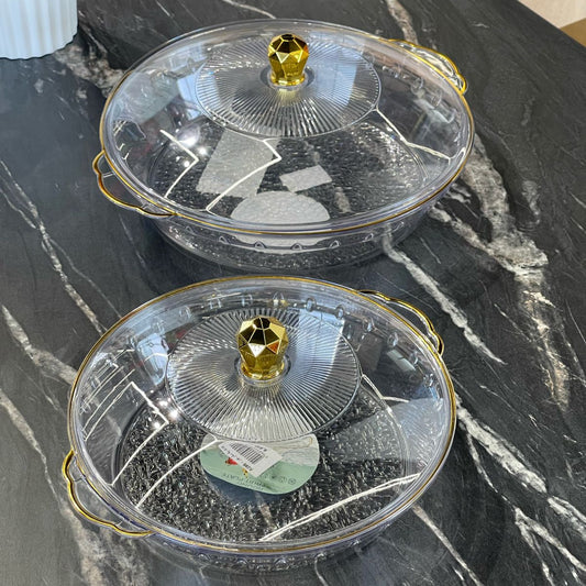 2 Sized Acrylic Casserole Dish With Lid