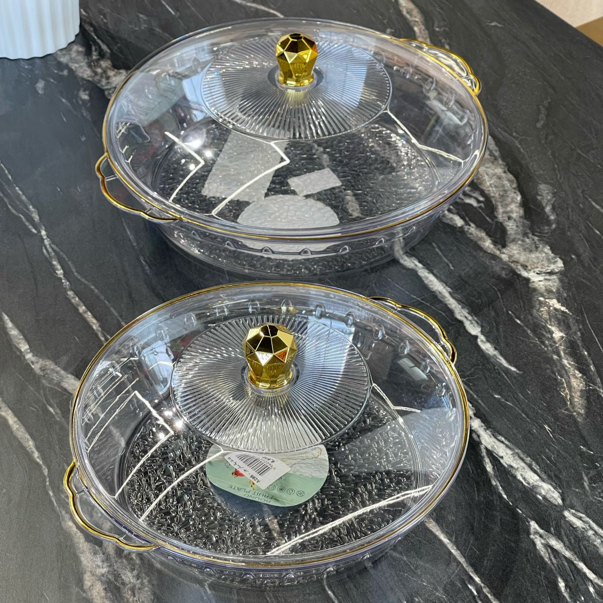 2 Sized Acrylic Casserole Dish With Lid