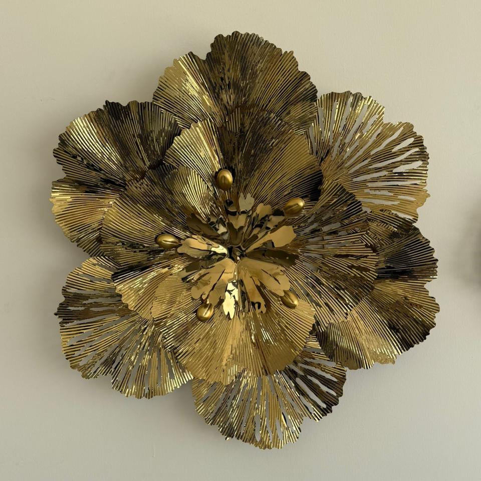 Metal Golden Flower Wall Decoration