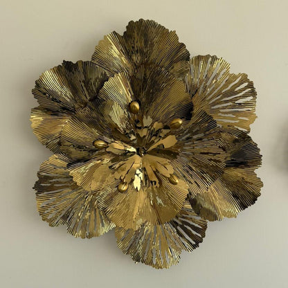 Metal Golden Flower Wall Decoration