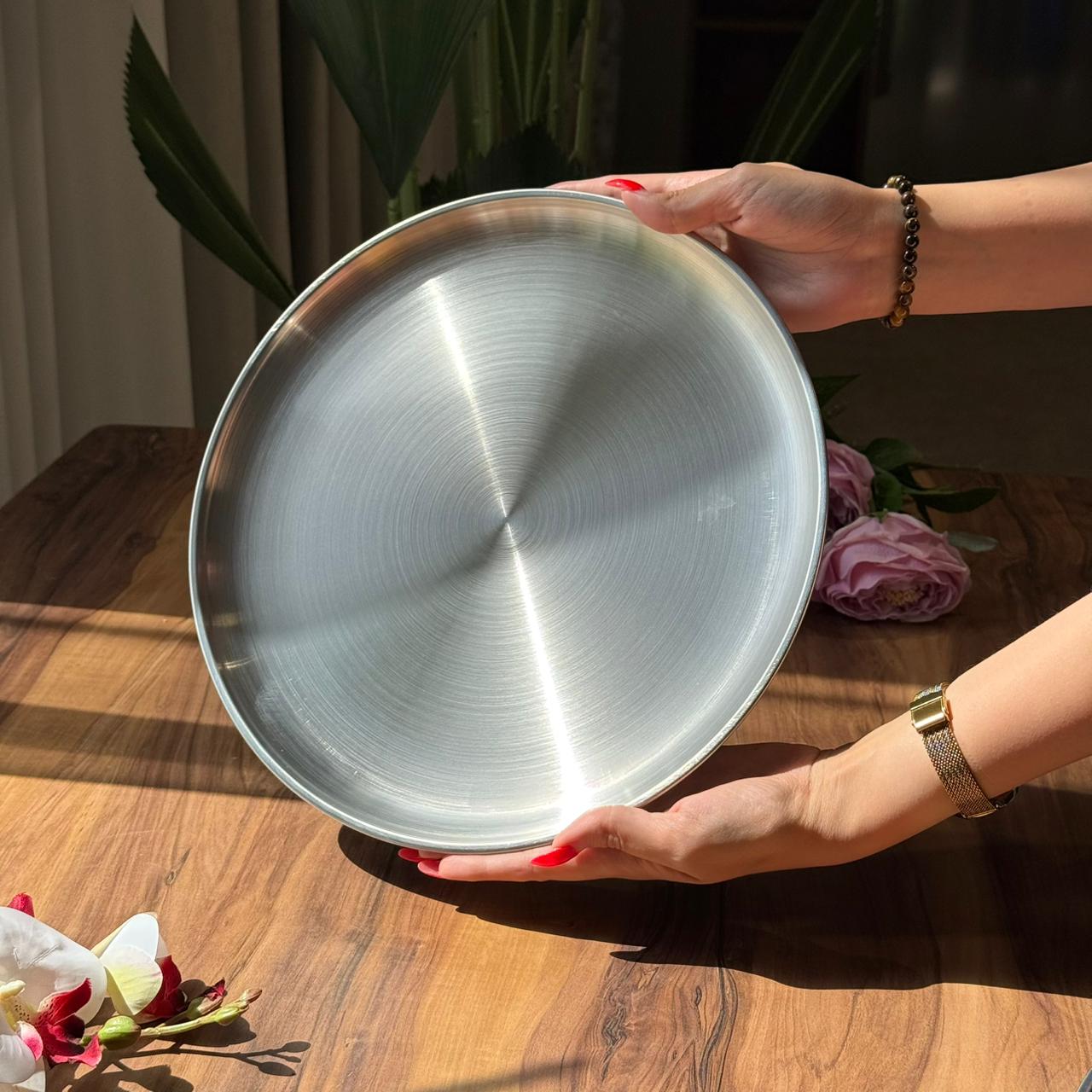 Multi-Purpose -Silver- Stainless Steel Plates Trays