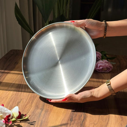 Multi-Purpose -Silver- Stainless Steel Plates Trays