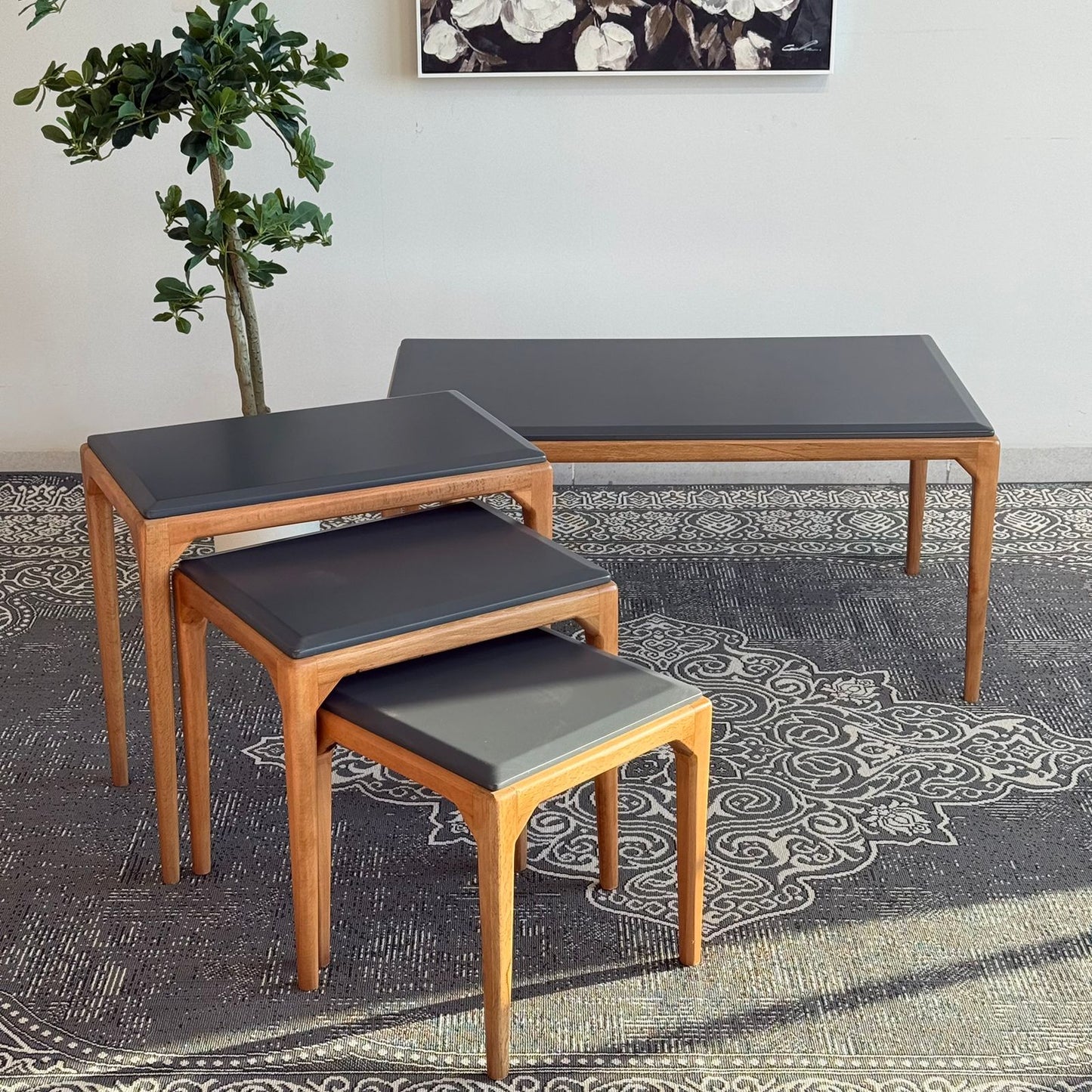 Luca - Modern Durable Table Set - Beige & Grey