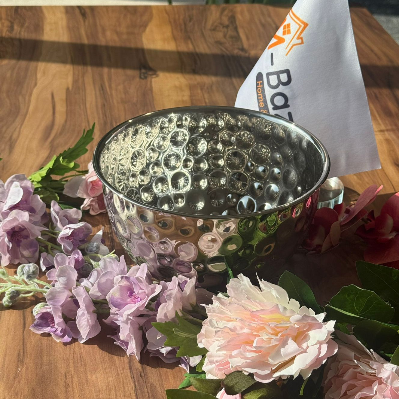 3 Sized - Silver Aura Hammered Bowl