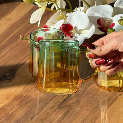 Set Of Trasparent Coffee Glass Mug with Handle