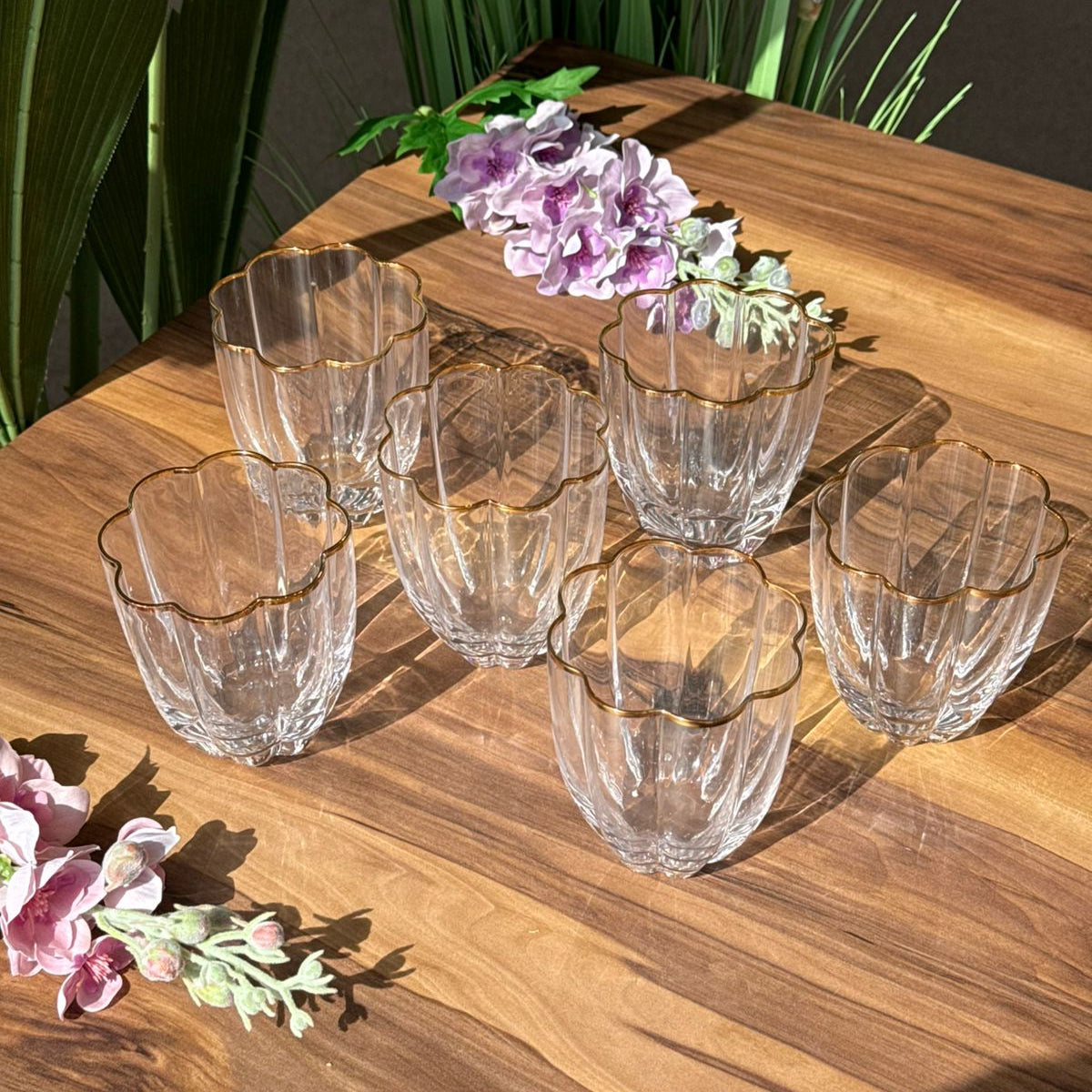Golden & Silver Rim Crystal Glass Set