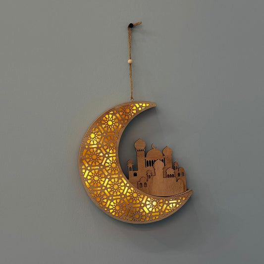 Hanging Crescent Moon and Mosque Decorative Light