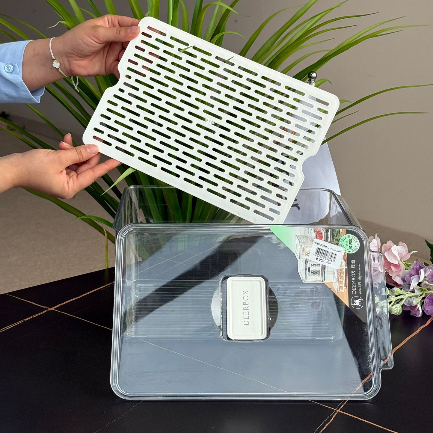 Refrigerator Storage Box With Removable Drain Tray