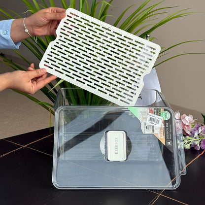 Refrigerator Storage Box With Removable Drain Tray