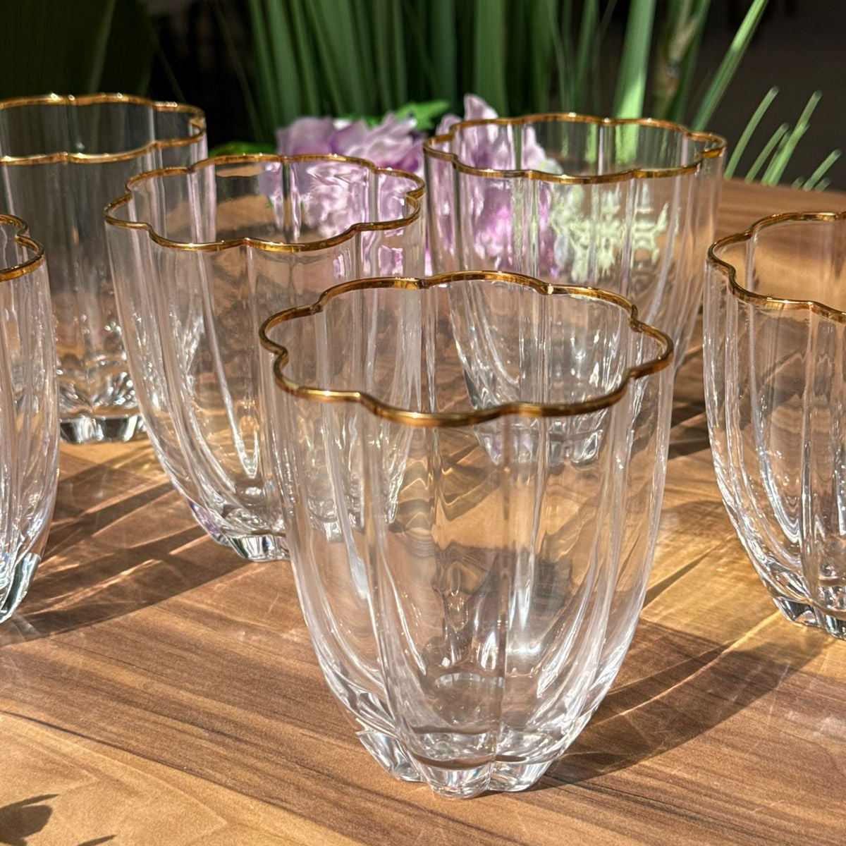 Golden & Silver Rim Crystal Glass Set
