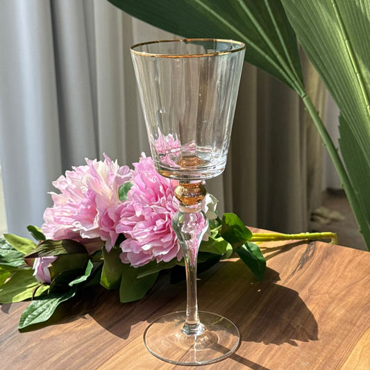 Elegant Gold-Rimmed Crystal Goblet Glass Set - 6 Pieces