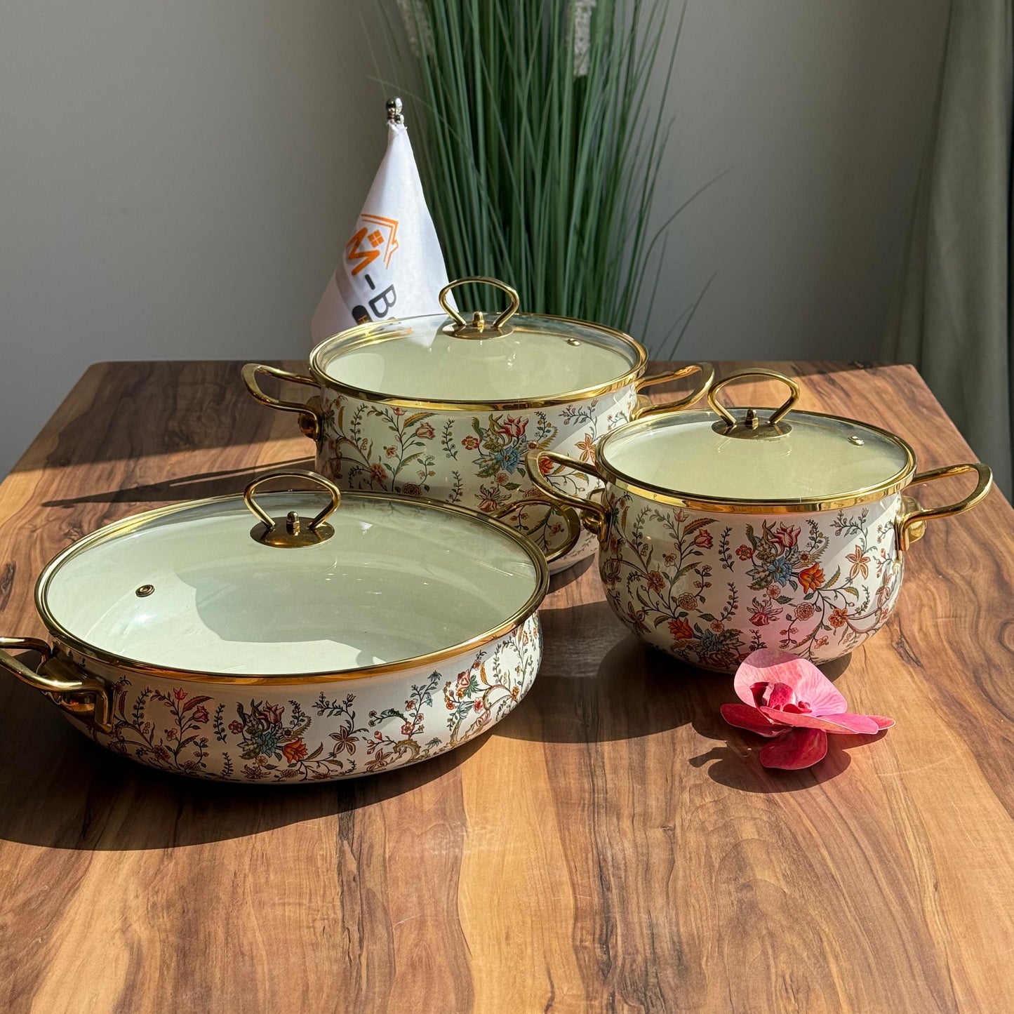 Floral Elegance Collection - Vintage Bloom Cookware - Set Of 3