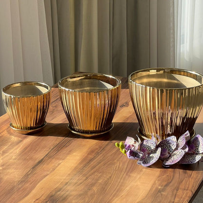 Vintage Gold Indoor/Outdoor Ceramic Planter