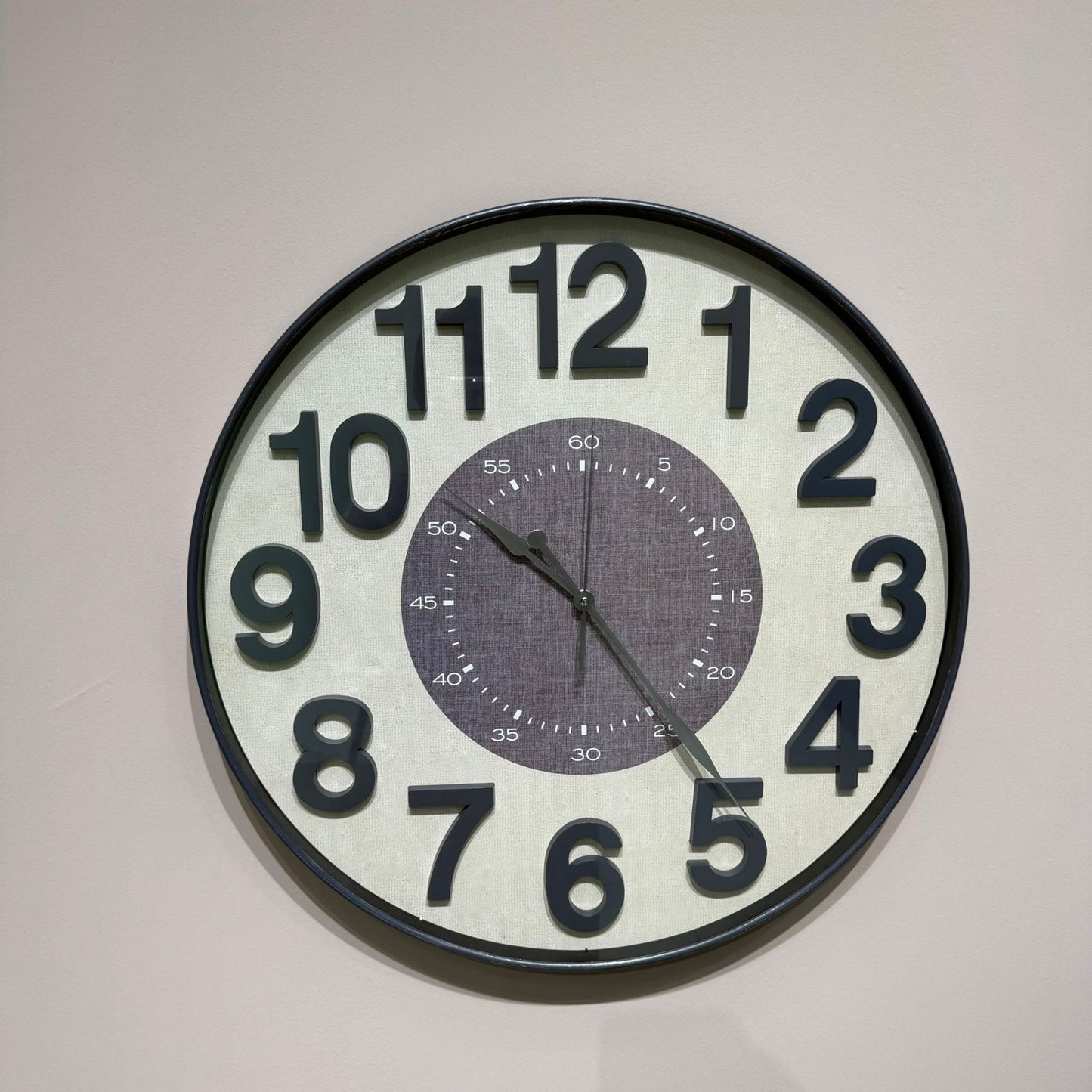 Round Wall Clock with Dual Dial Design