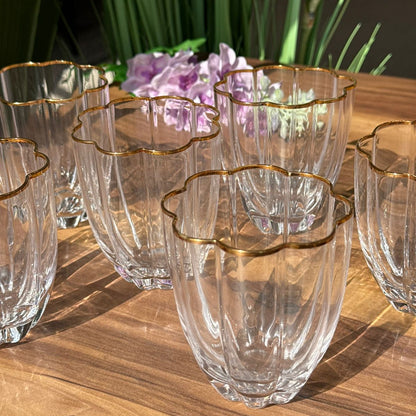 Golden & Silver Rim Crystal Glass Set