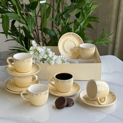 Elegant Stoneware Coffee Cup & Saucer Set
