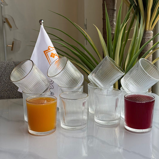 سێت پەرداخی شووشەی مۆدێرن و شیک