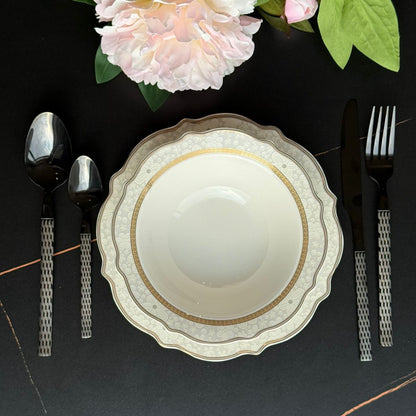 Black Mirror Cutlery Collection With Textured Handle