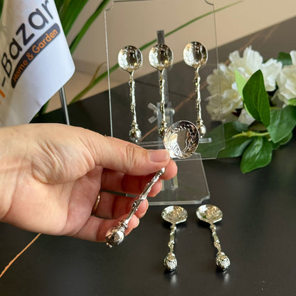 Royal Silver - Golden Vintage Pattern Spoons – Set of 6