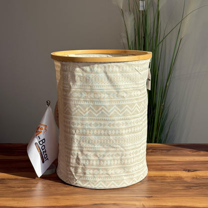 سلة تخزين قماشية بلمسات من الخيزران