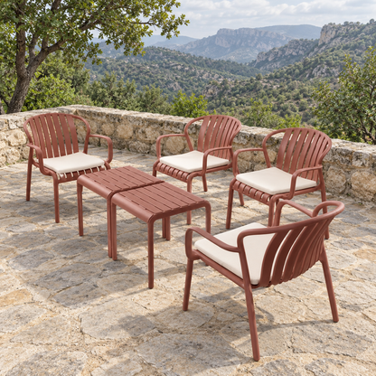 Modern Luxury Durable Outdoor Seating Set - Brick Red