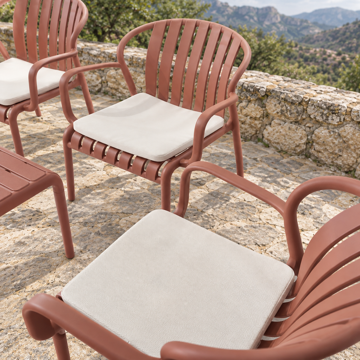 Modern Luxury Durable Outdoor Seating Set - Brick Red