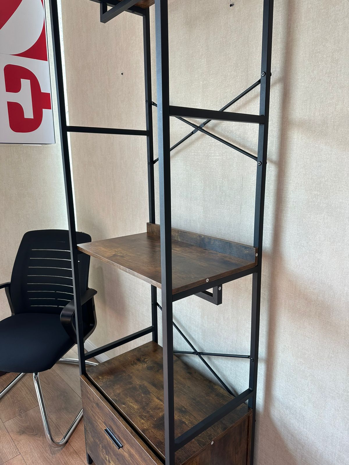Standing Rack with Wooden Shelves